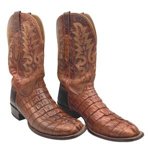 Lucchese Exotic Crocodile Tail Mens Western Cowboy Boots Cognac & Brown 11.5 D